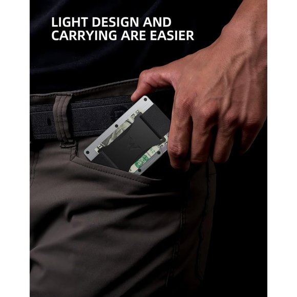 Men Metal Credit Card Holder with Cash Strap Quality Rustproof Black Wallet - Picture 6 of 7